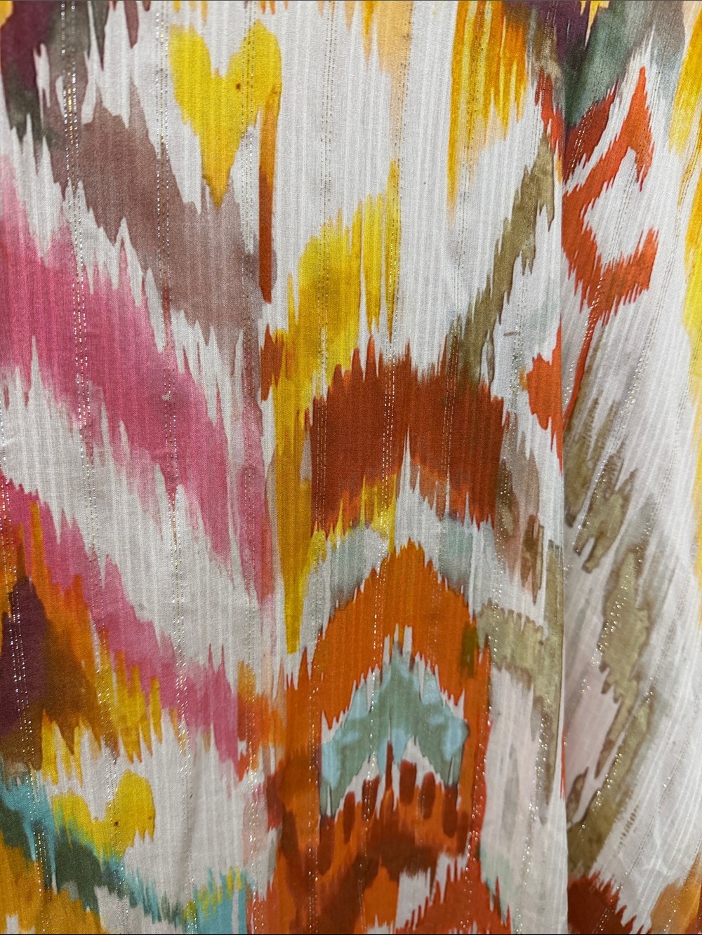 Multicolor Ikat Fringe Kimono - Cream, Orange & Pink - Picture 6 of 7